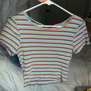 Short sleeve multi colored crop top